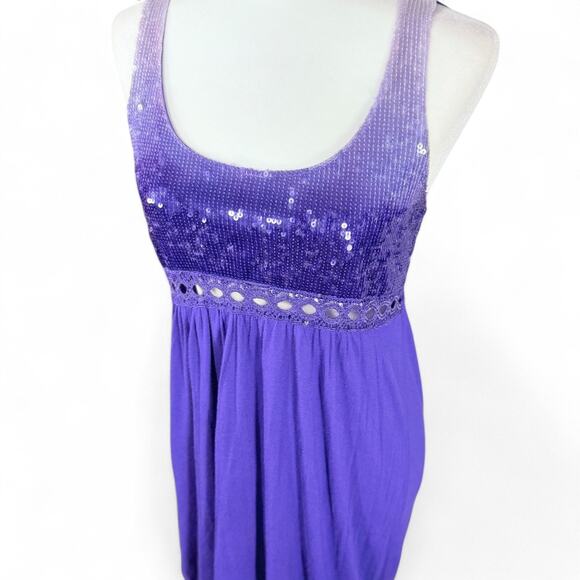 Charlotte Russe Babydoll Mini Sequin Crochet Dress L Purple Whimsigoth Fairy Y2K - Picture 14 of 14